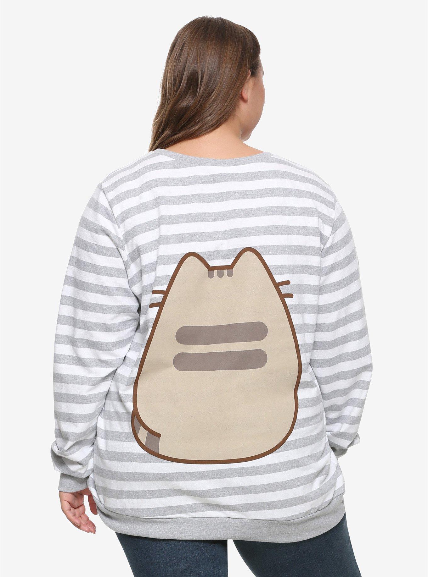 Pusheen Striped Girls Sweatshirt Plus Size, , alternate
