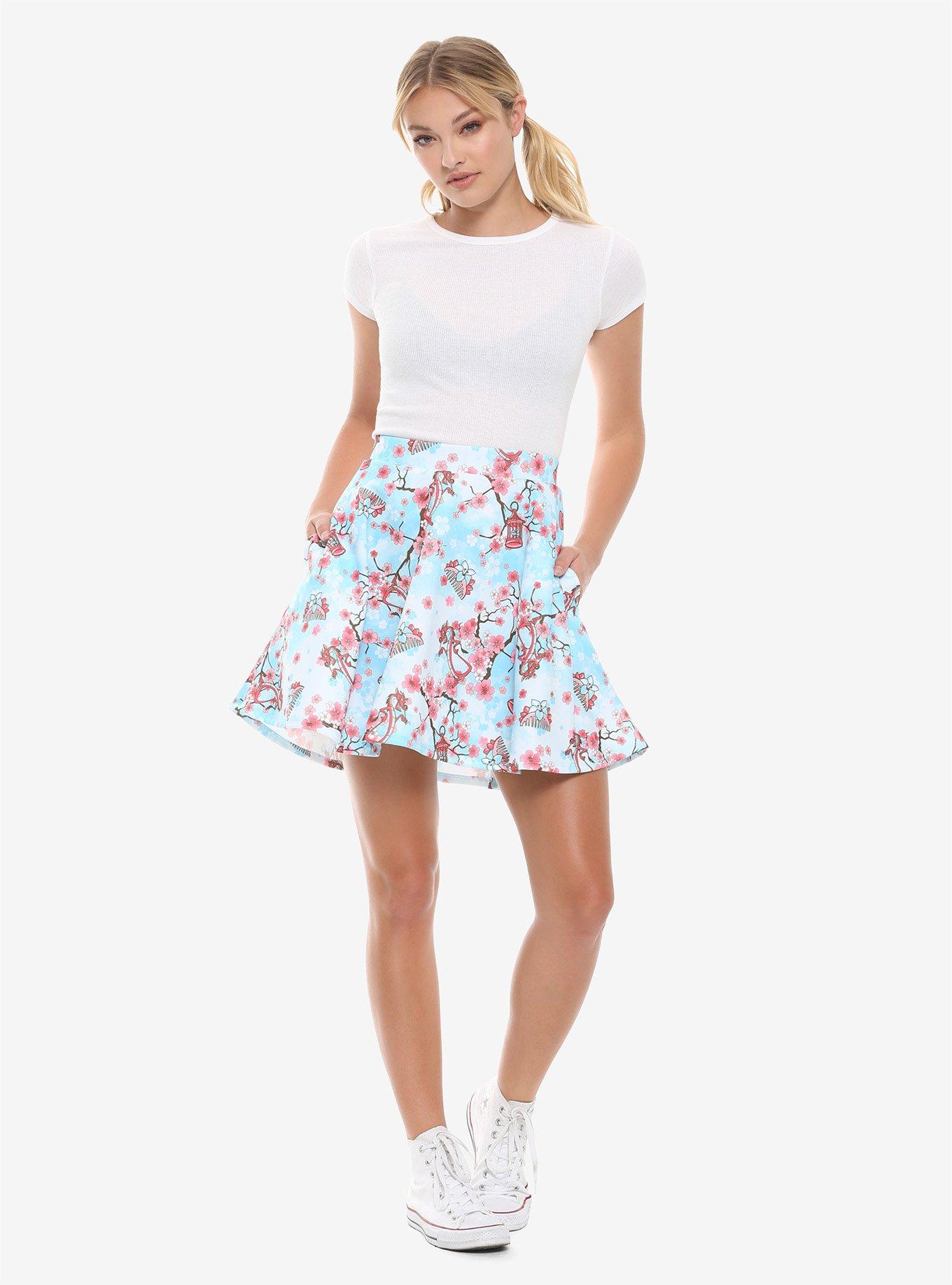 Disney Mulan Cherry Blossom Skater Skirt, LIGHT BLUE, alternate