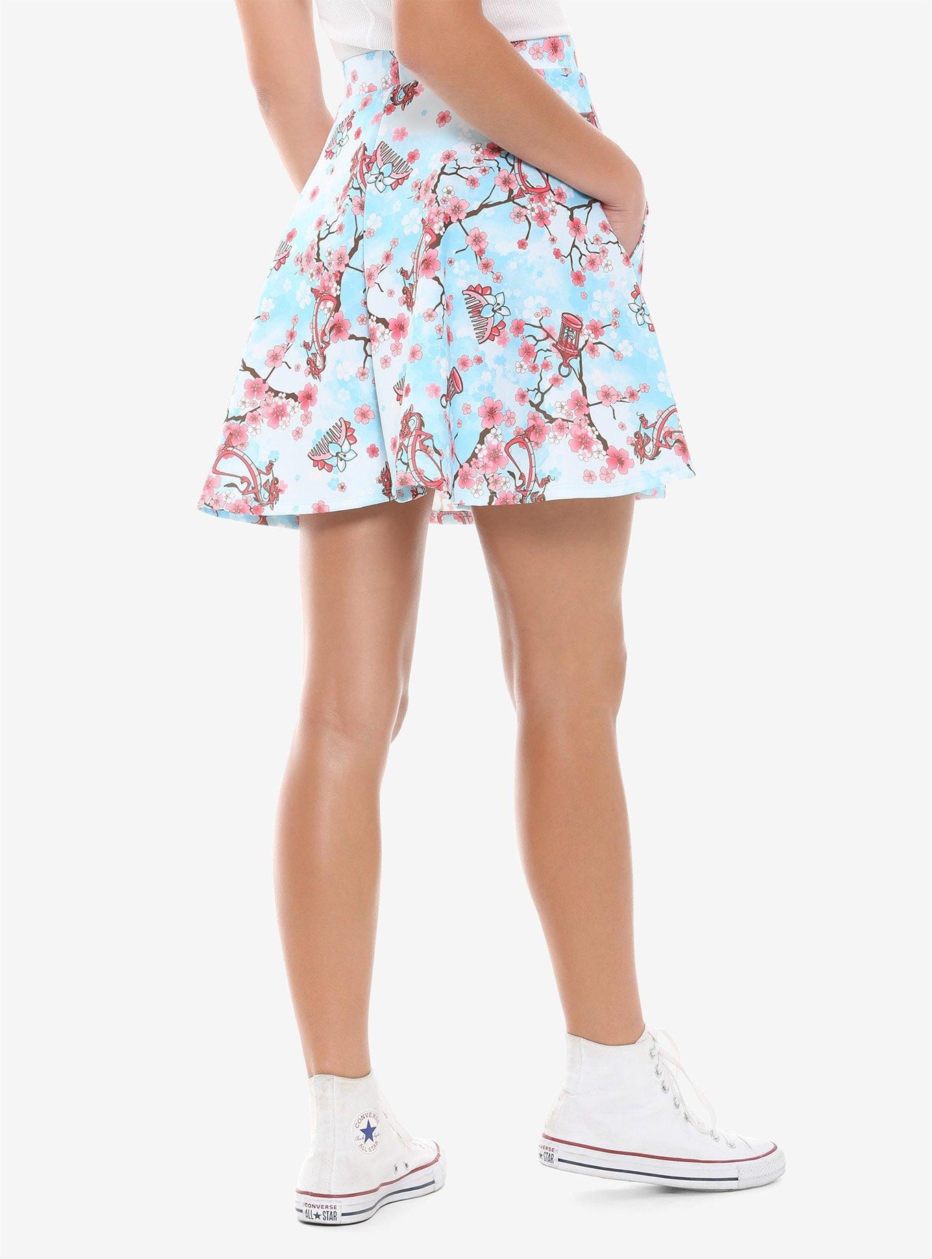 Disney Mulan Cherry Blossom Skater Skirt, LIGHT BLUE, alternate