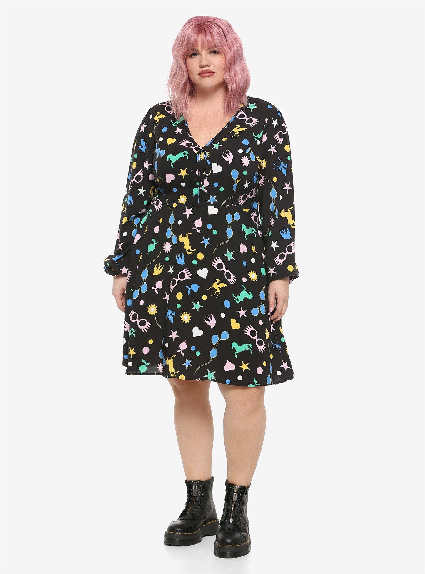 Harry Potter Luna Lovegood Long-Sleeve Icons Dress Plus Size, MULTI, alternate