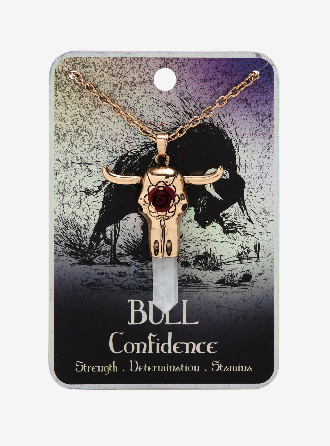 Bull Skull Crystal Necklace, , alternate