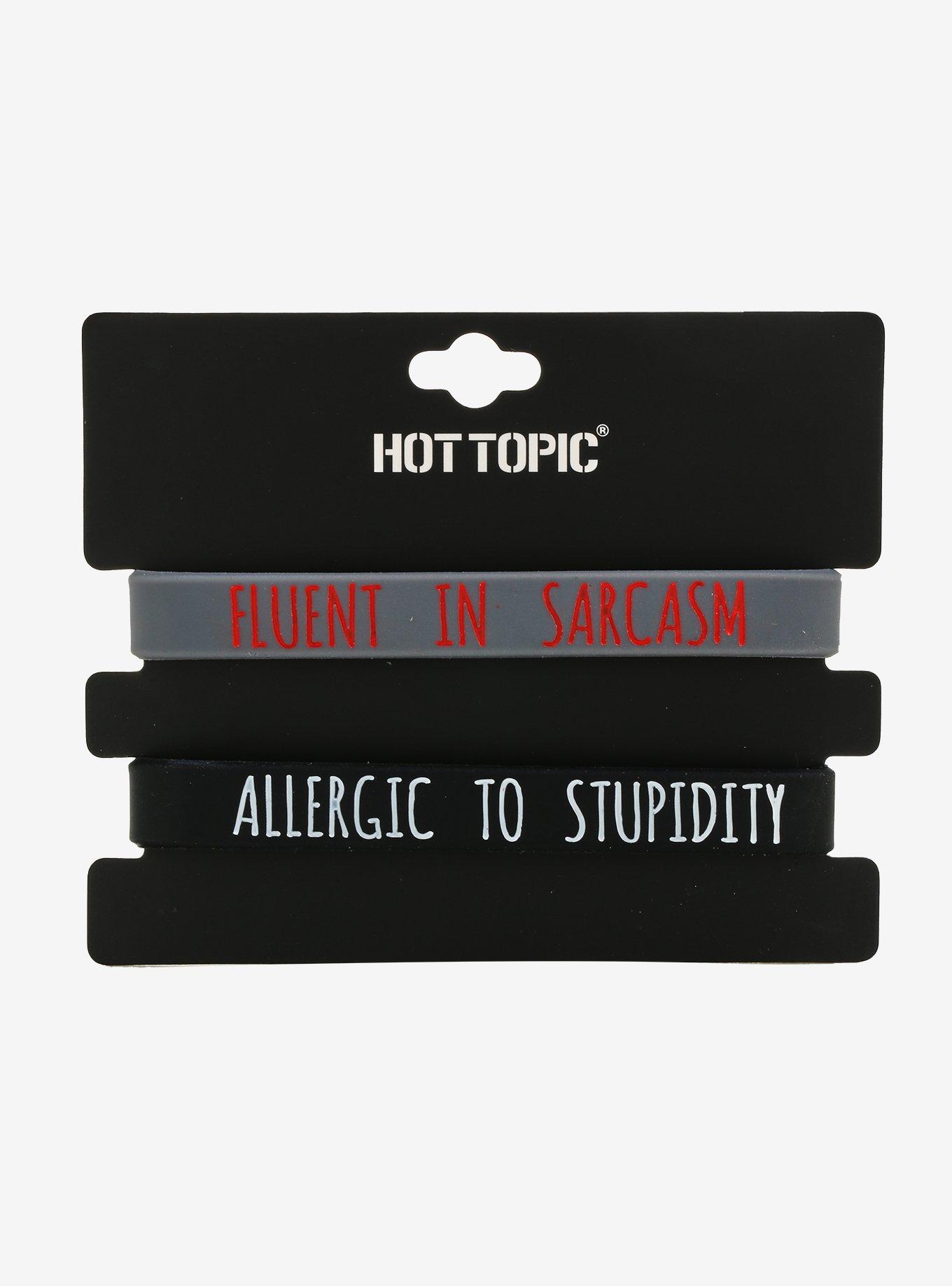 Allergic To Stupidity & Fluent In Sarcasm Rubber Bracelet Set, , alternate