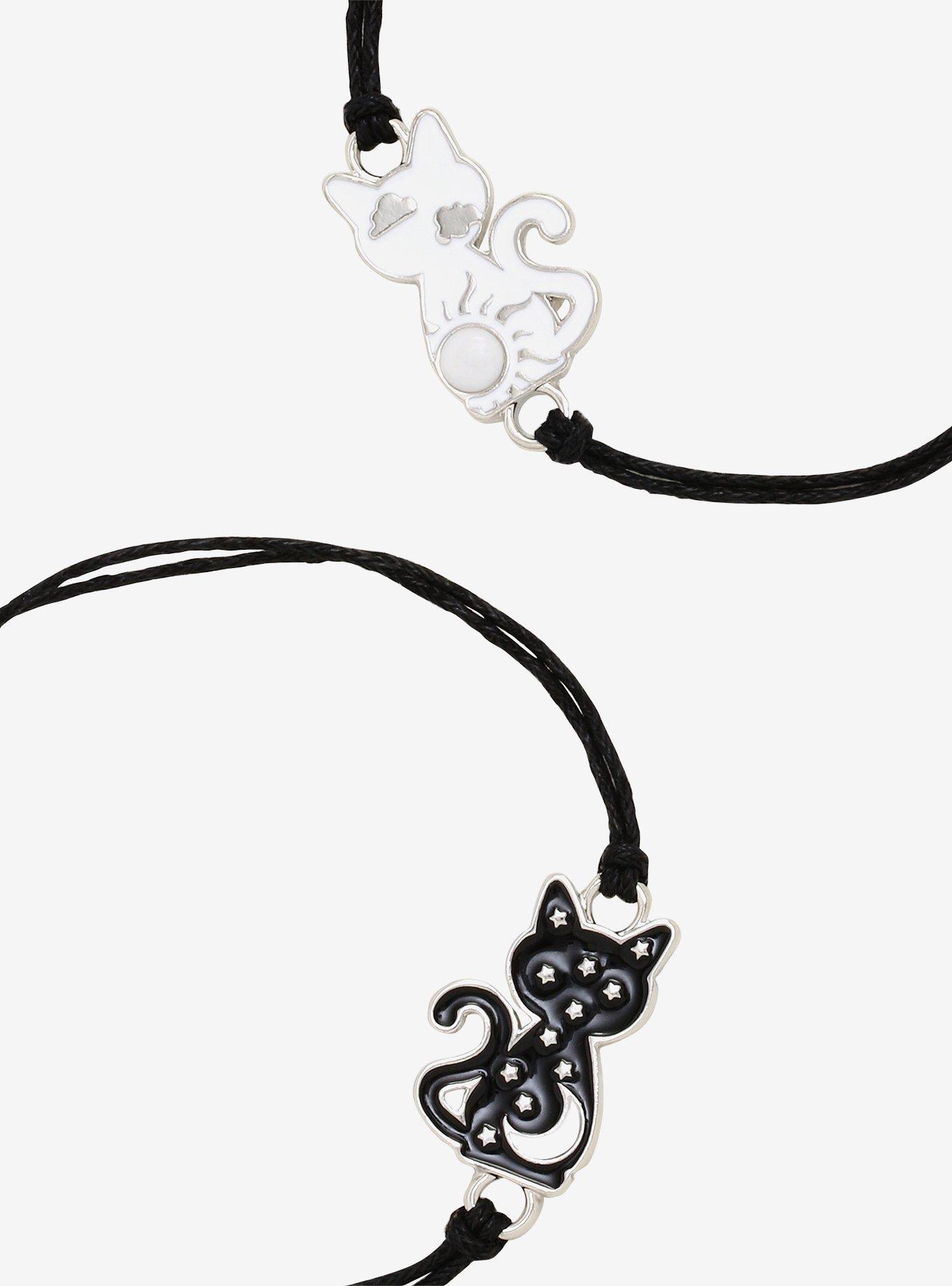 Black & White Cats Best Friends Cord Bracelet Set, , alternate