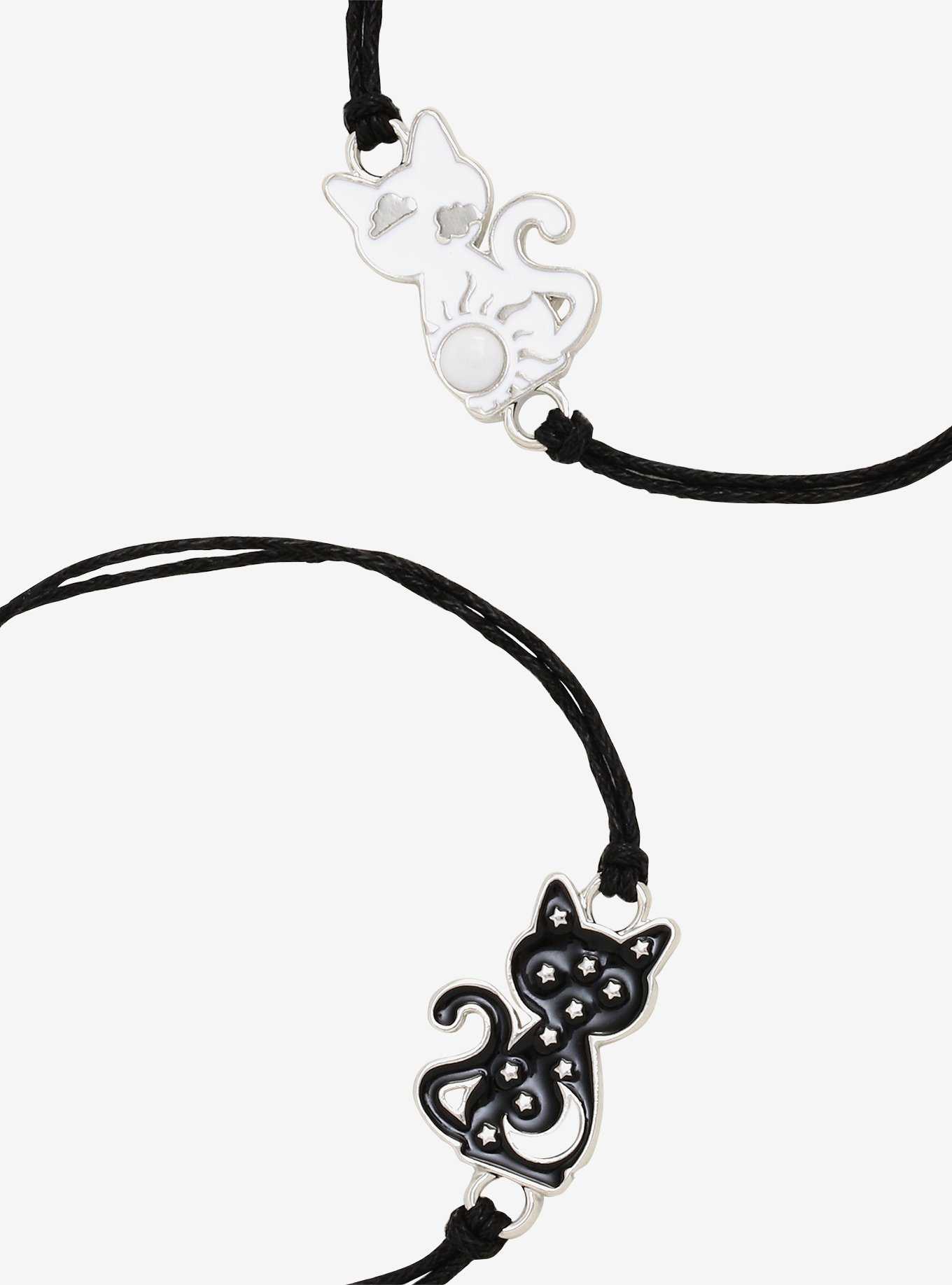 Black & White Cats Best Friends Cord Bracelet Set, , hi-res