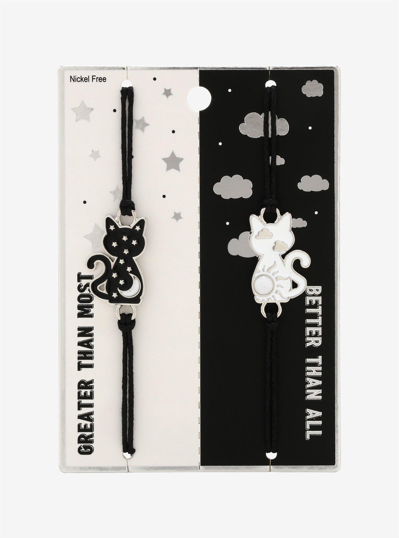 Black & White Cats Best Friends Cord Bracelet Set, , alternate