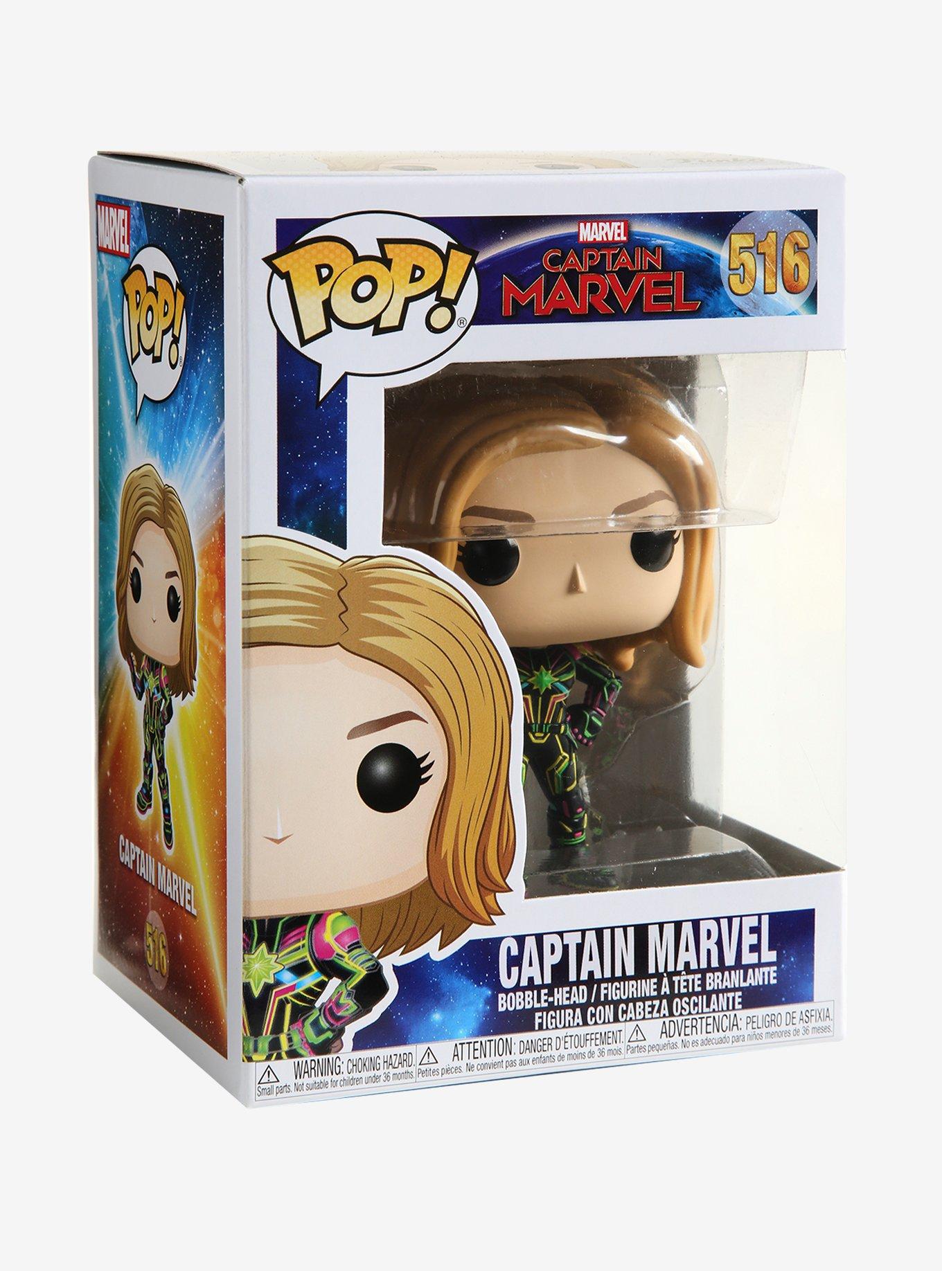 Funko Marvel Captain Marvel Neon Suit Captain Marvel Vinyl Bobble-Head, , alternate