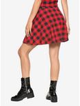 Red & Black Plaid Skater Skirt, PLAID - RED, alternate