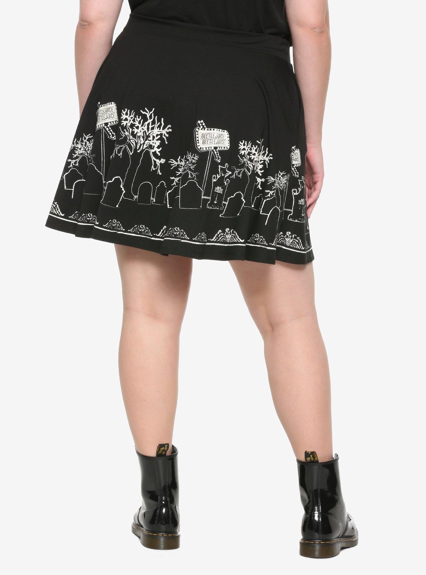 Beetlejuice Glow-In-The-Dark Graveyard Skater Skirt Plus Size, , alternate