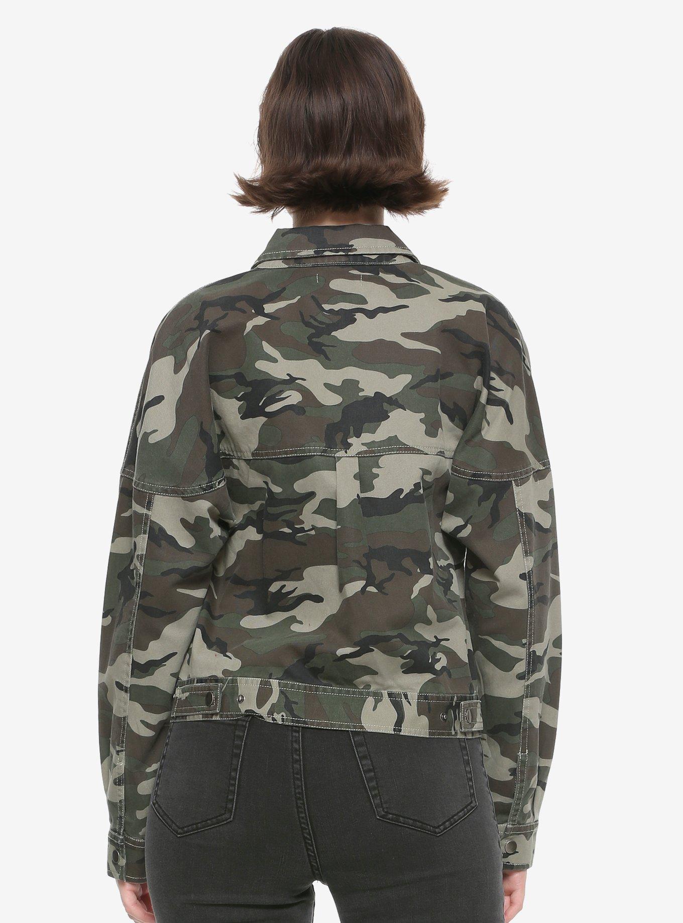 Camo Snap-Button Girls Jacket, CAMO, alternate
