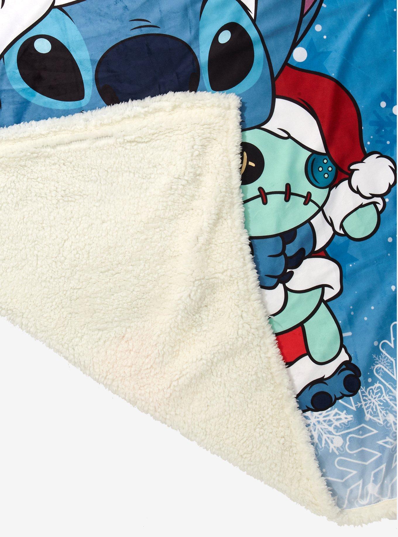 Disney Lilo & Stitch Santa Stitch & Scrump Sherpa Fleece Blanket, , alternate