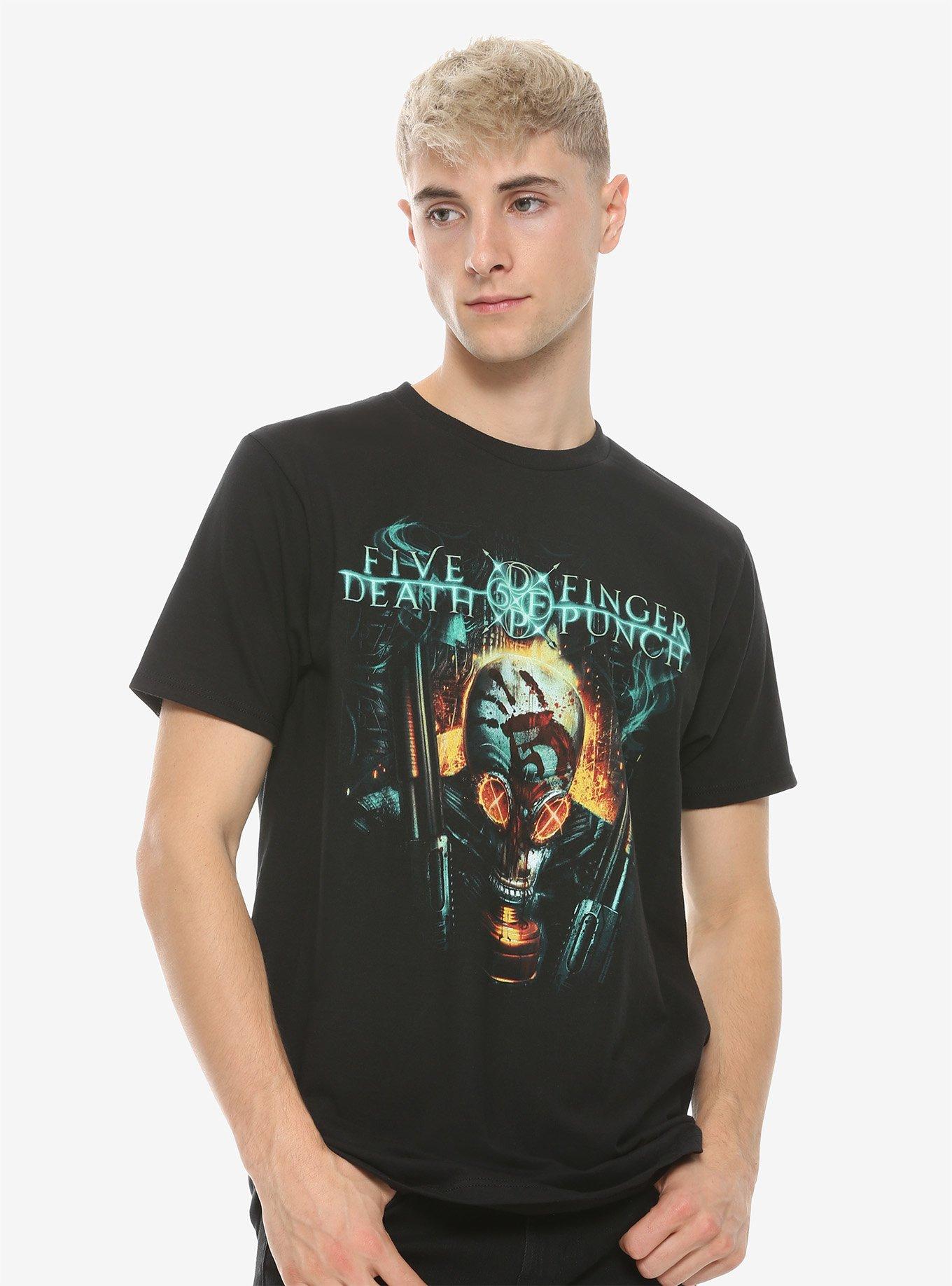 Five Finger Death Punch Gas Mask T-Shirt, BLACK, alternate