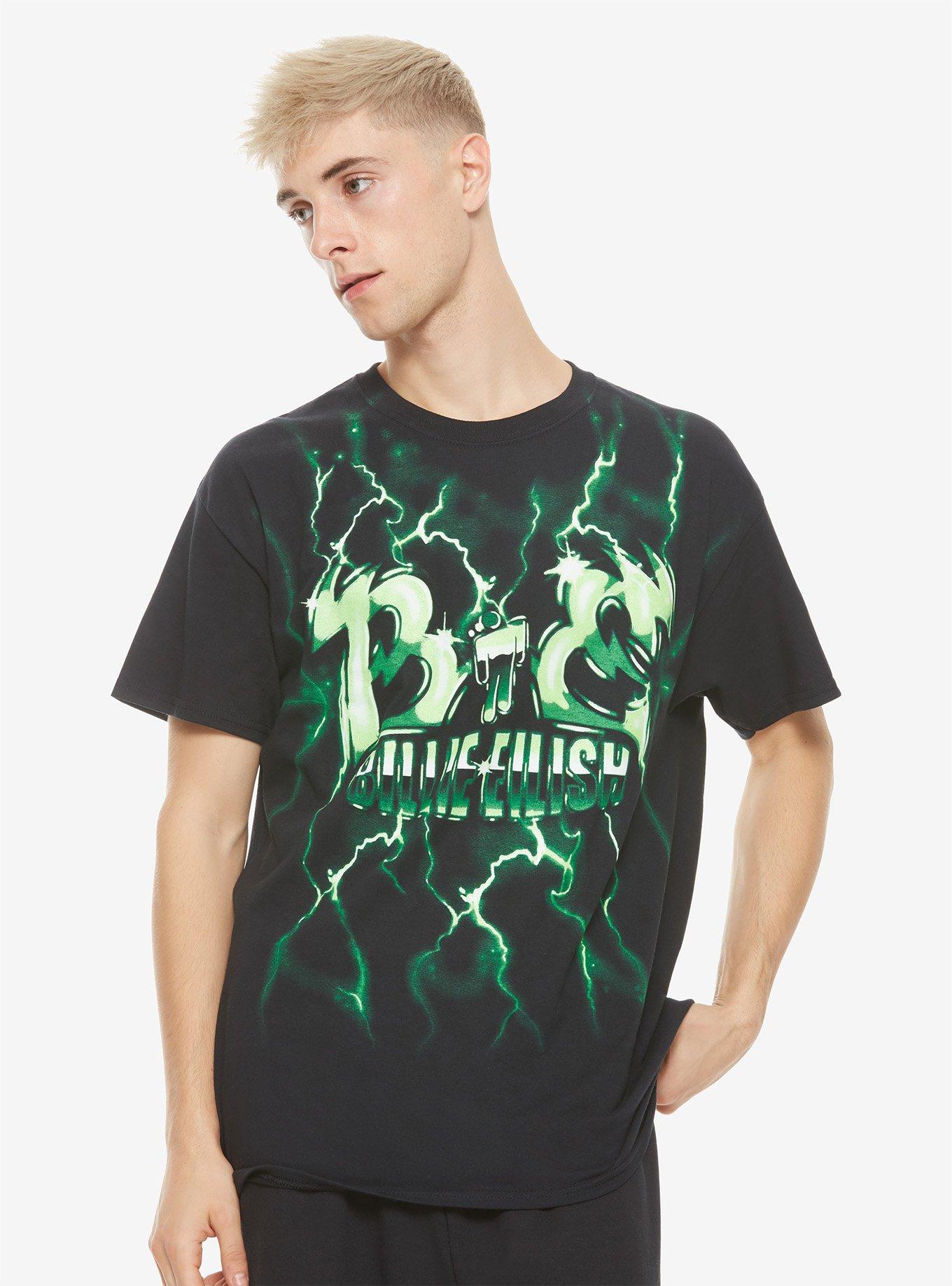 Billie Eilish Green Lightning T-Shirt, , alternate