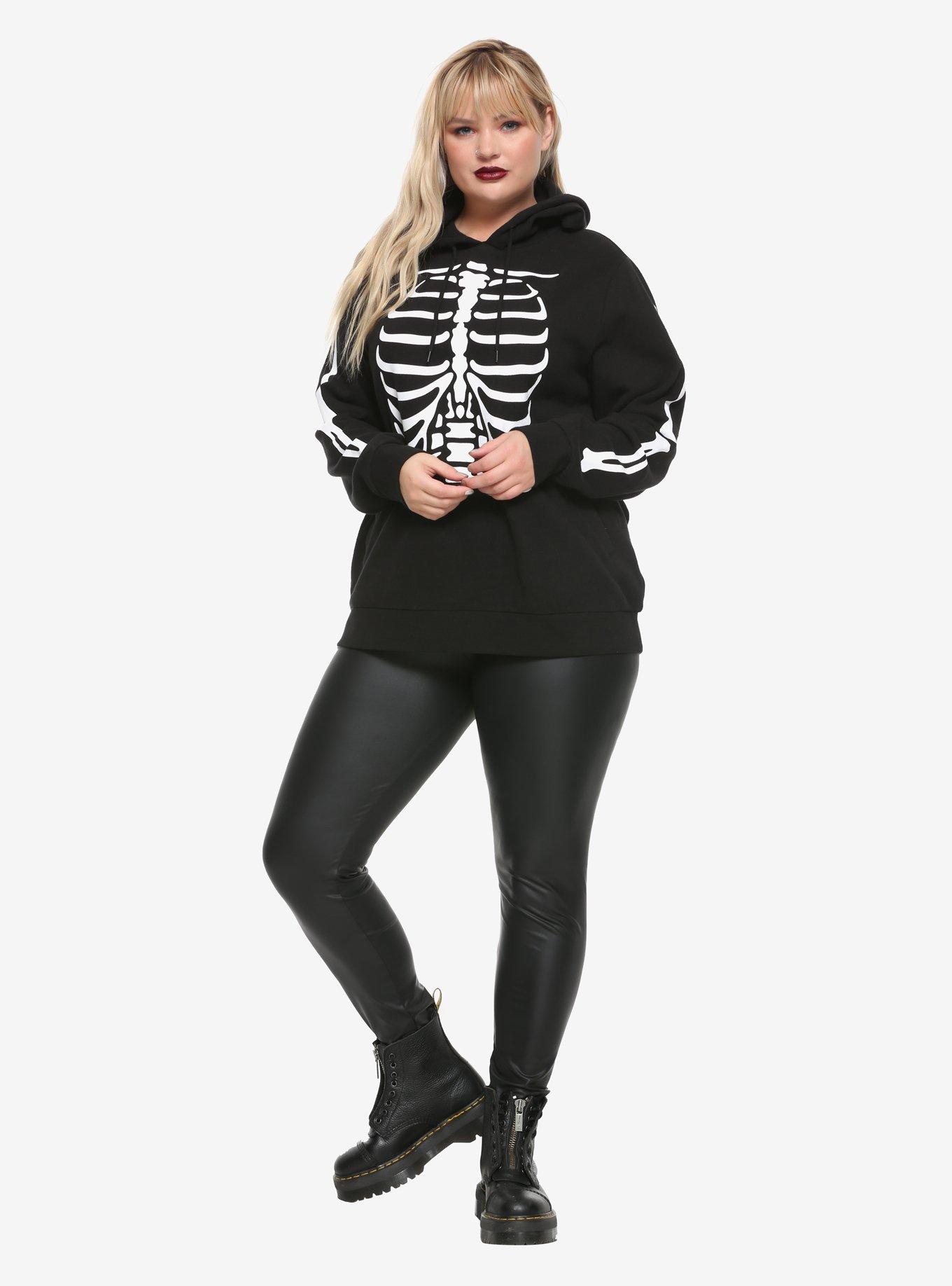 Skeleton Girls Hoodie Plus Size, WHITE, alternate