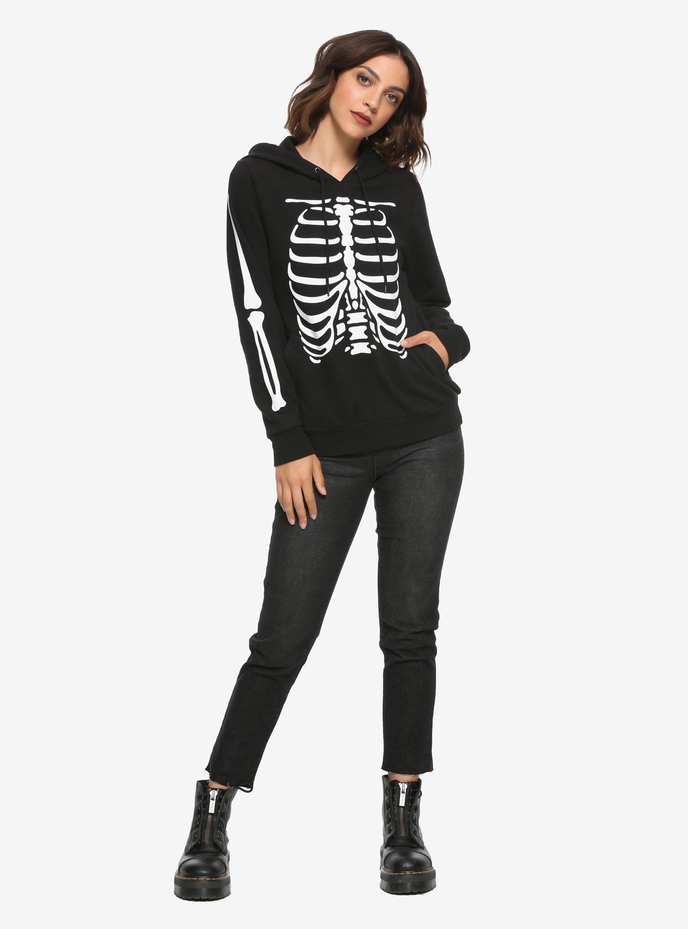 Skeleton Girls Hoodie, WHITE, alternate