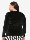 Black Velvet Pentagram Strappy Girls Long-Sleeve T-Shirt Plus Size, BLACK, alternate