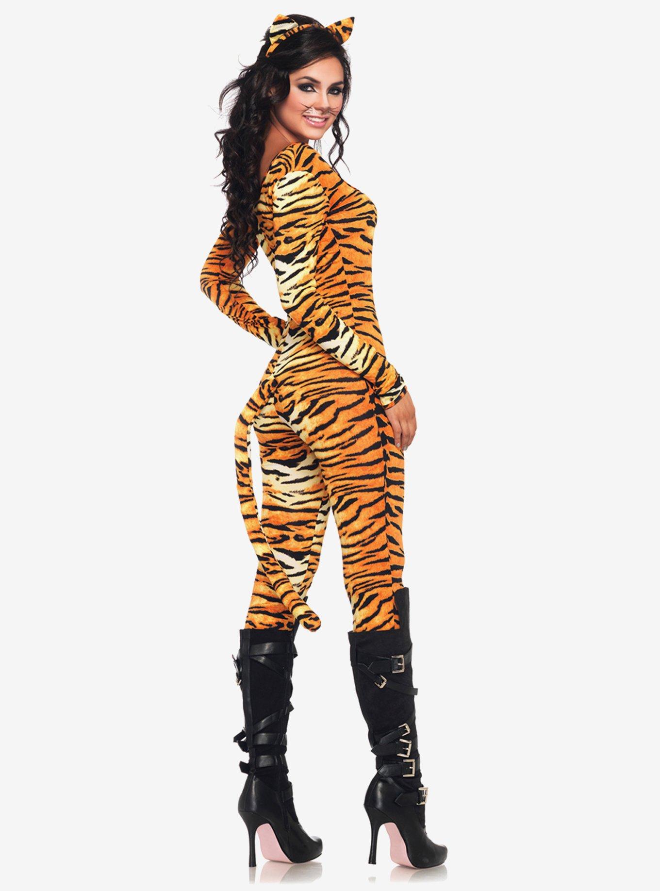 Wild Tigress Catsuit Costume, ORANGE, alternate