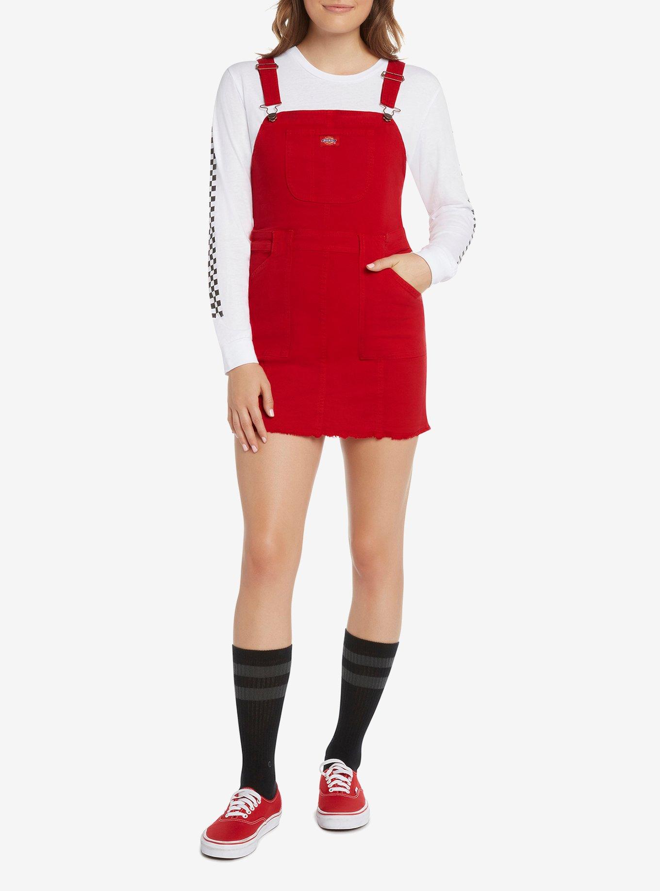 Dickies Red Denim Skirtall, , alternate