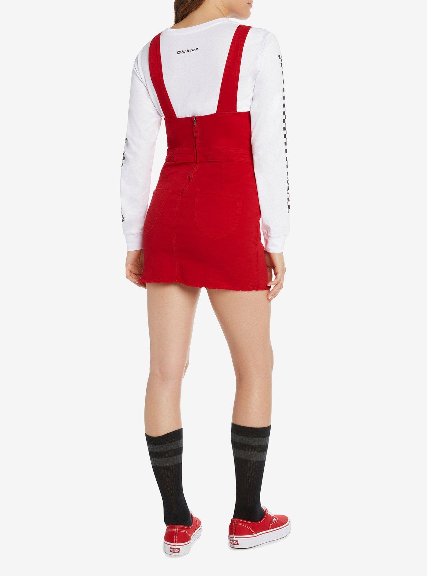 Dickies Red Denim Skirtall, , alternate