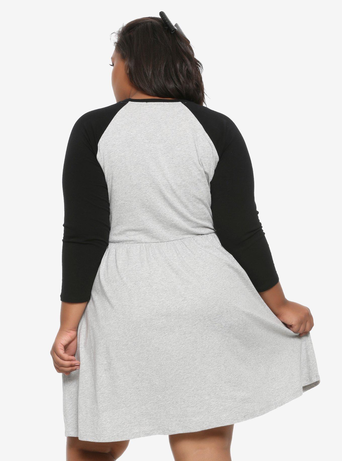 Oh My Goth Raglan Skater Dress Plus Size, HEATHER GREY, alternate