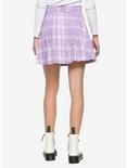 Pastel Purple Pleated & Belted Skirt, PLAID - PURPLE, alternate