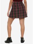 Black & Red Plaid Asymmetric Zipper Mini Skirt, PLAID, alternate