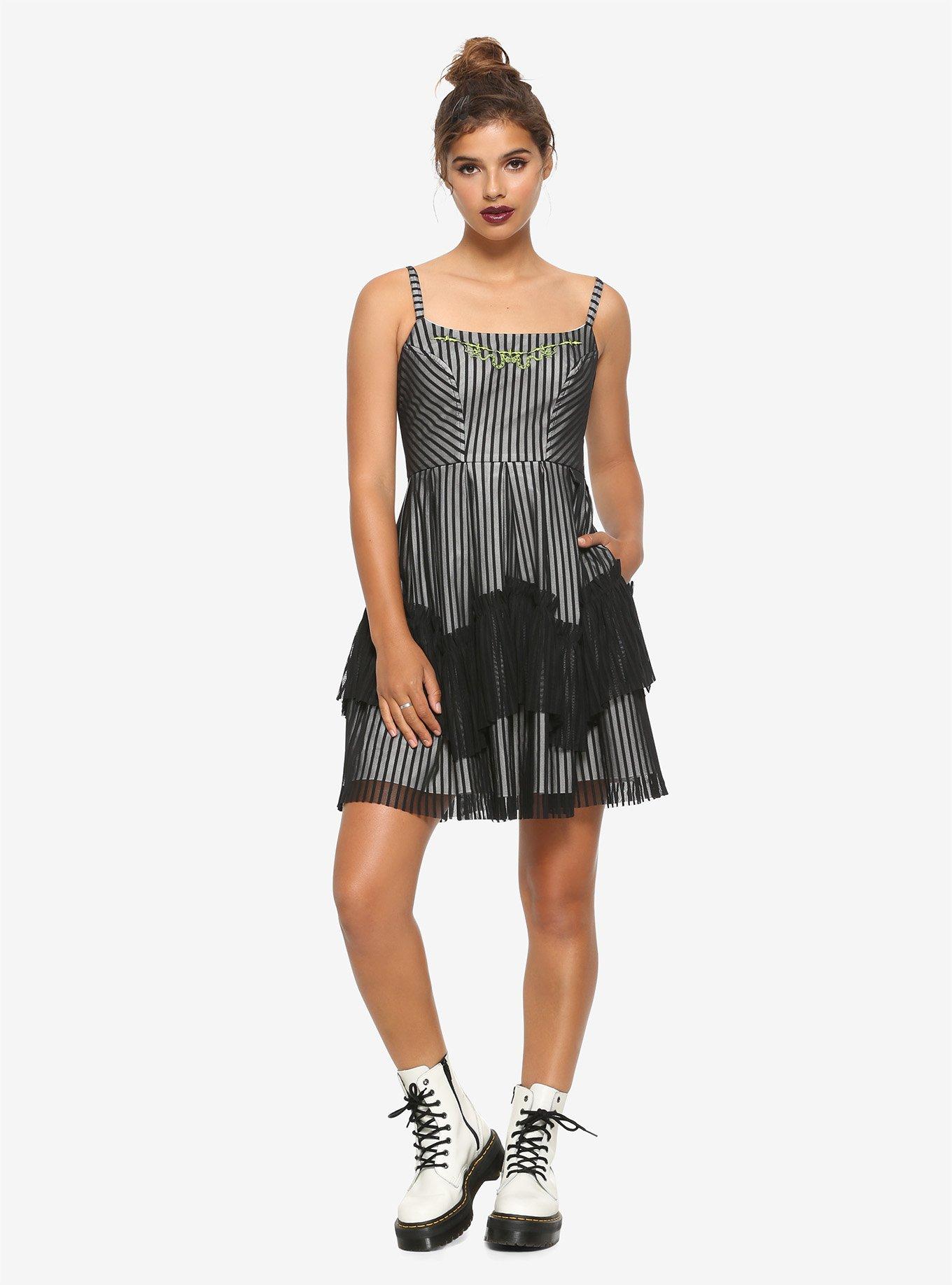 Beetlejuice Stripe Mesh Dress, STRIPES, alternate