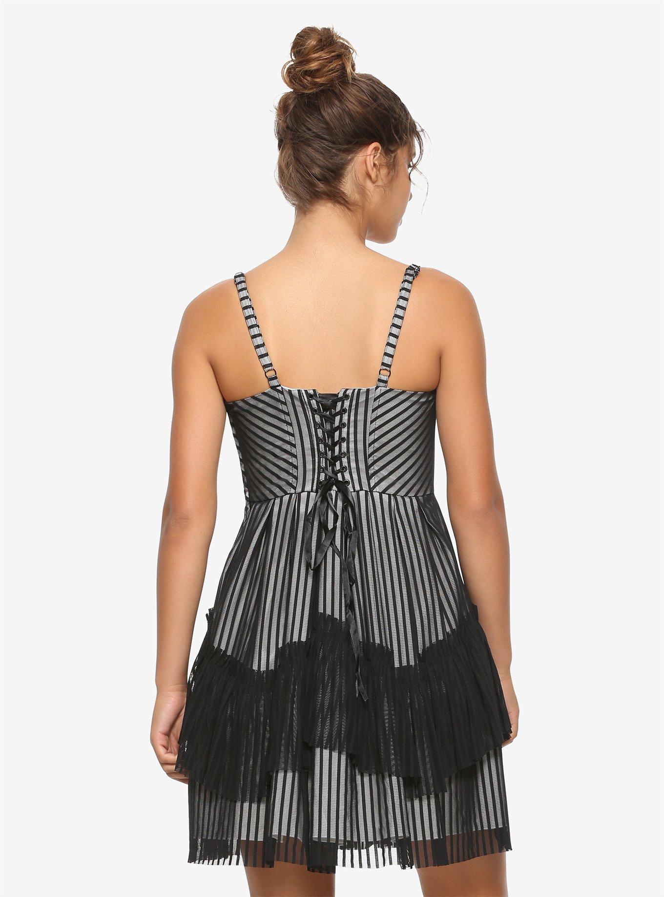 Beetlejuice Stripe Mesh Dress, STRIPES, alternate