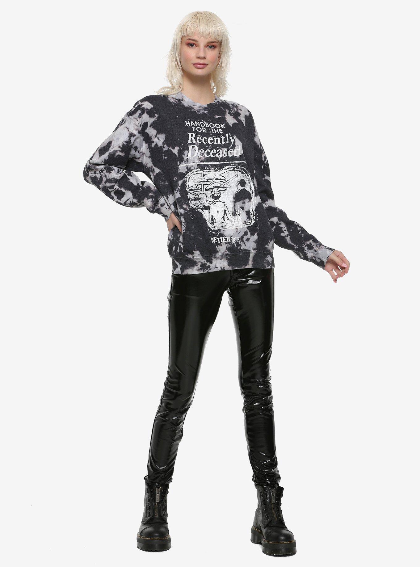 Beetlejuice Handbook For The Recently Deceased Acid Wash Girls Sweatshirt, GREY, alternate