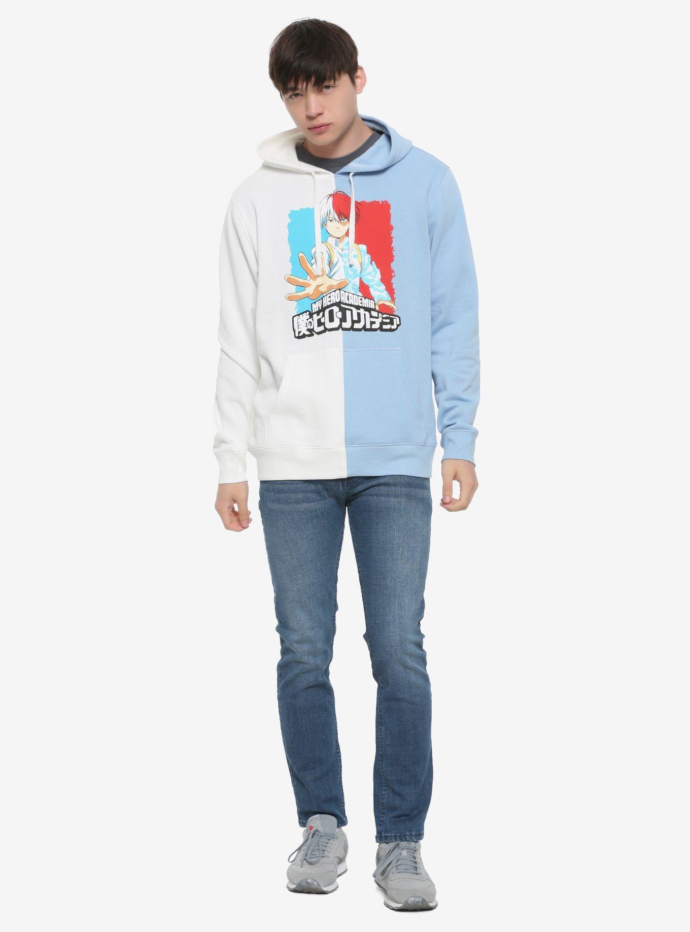 My Hero Academia Todoroki Split Hoodie, BLUE, alternate