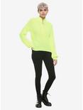 Neon Lime O-Ring Mock Neck Girls Sweater, LIME, alternate