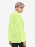 Neon Lime O-Ring Mock Neck Girls Sweater, LIME, alternate