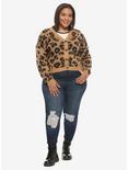 Leopard Print Girls Crop Cardigan Plus Size, LEOPARD, alternate