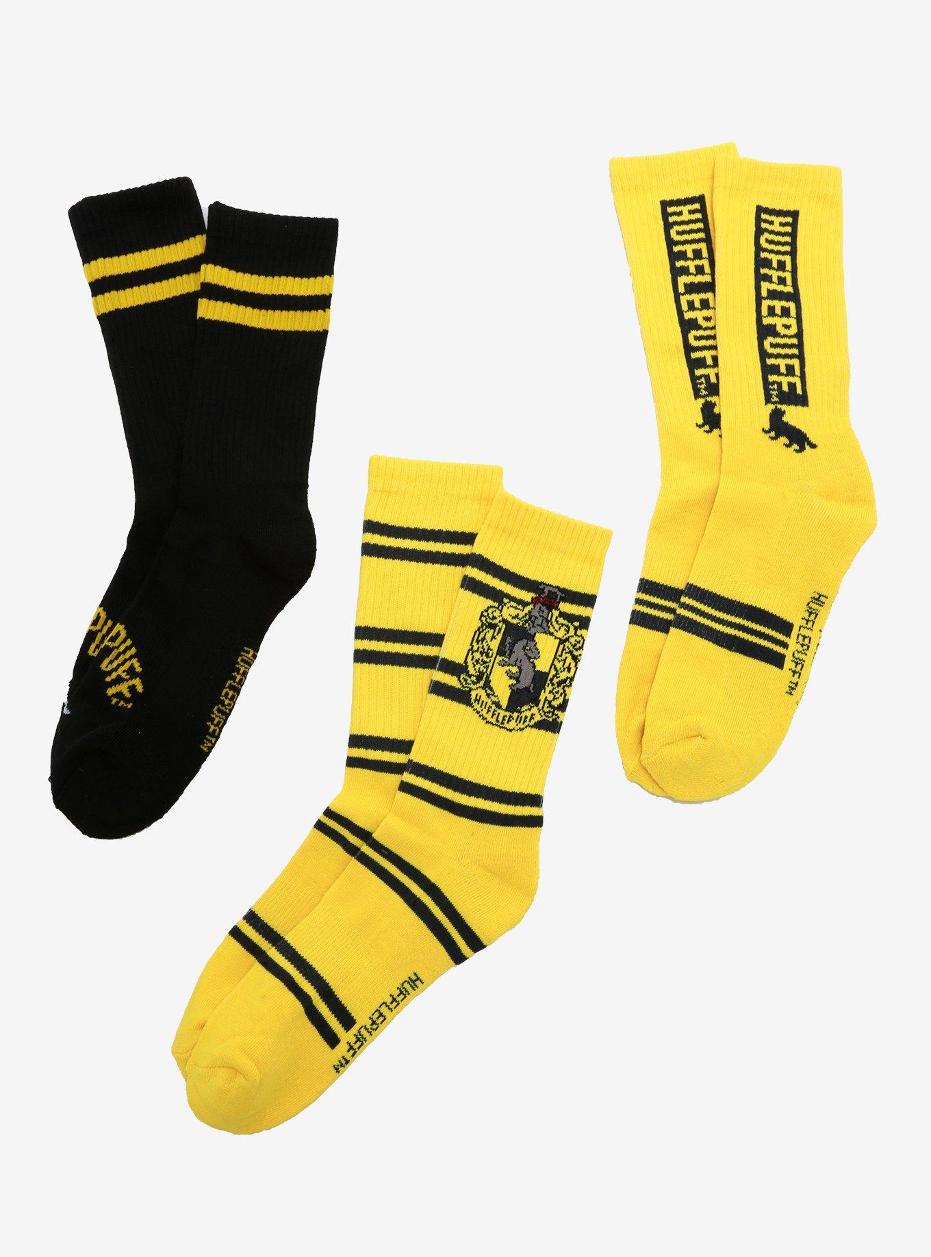 Harry Potter Hufflepuff Crew Sock Set - BoxLunch Exclusive, , alternate
