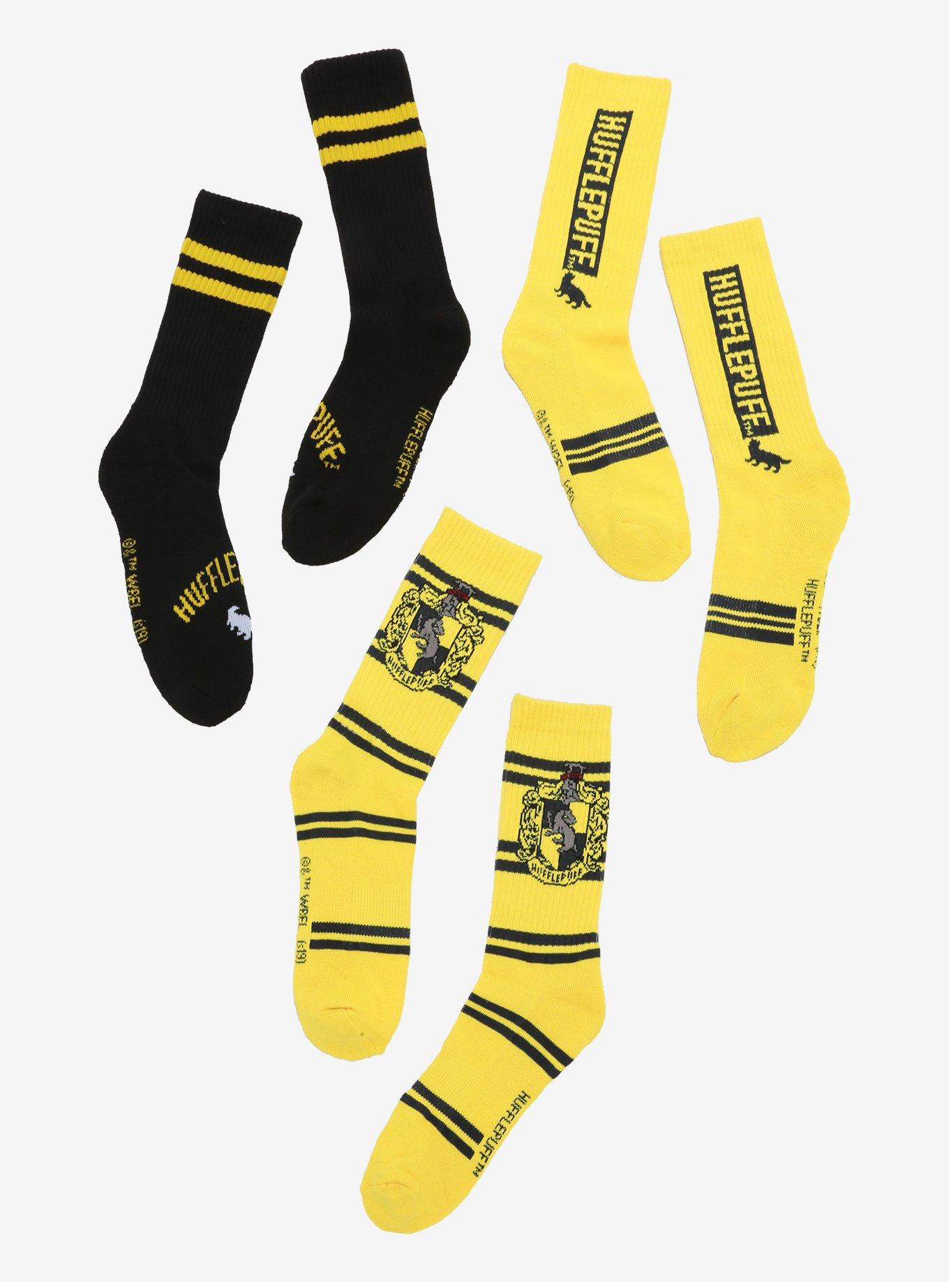 Harry Potter Hufflepuff Crew Sock Set - BoxLunch Exclusive, , alternate