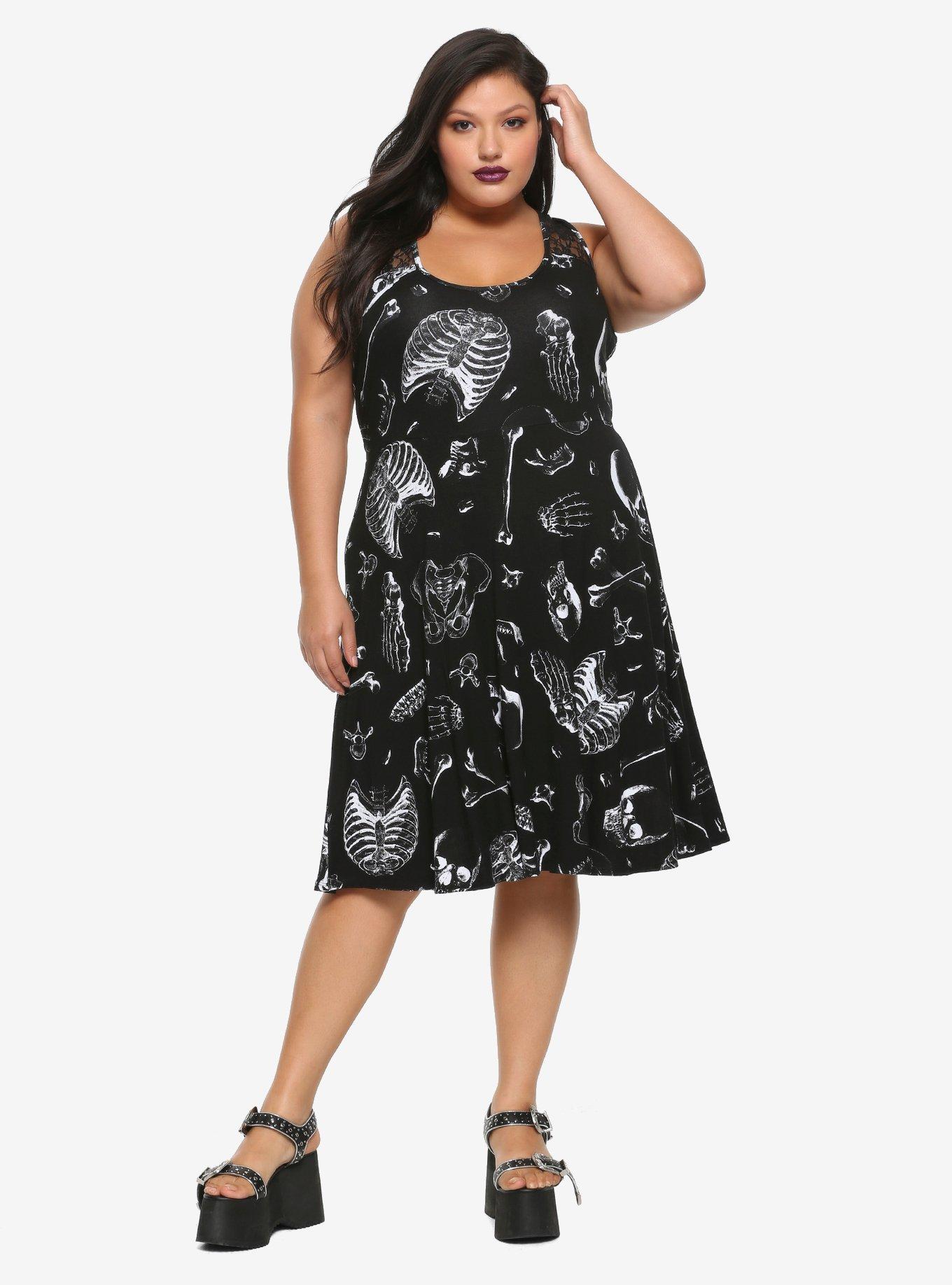 Skeleton Lace Back Crossover Dress Plus Size, , alternate