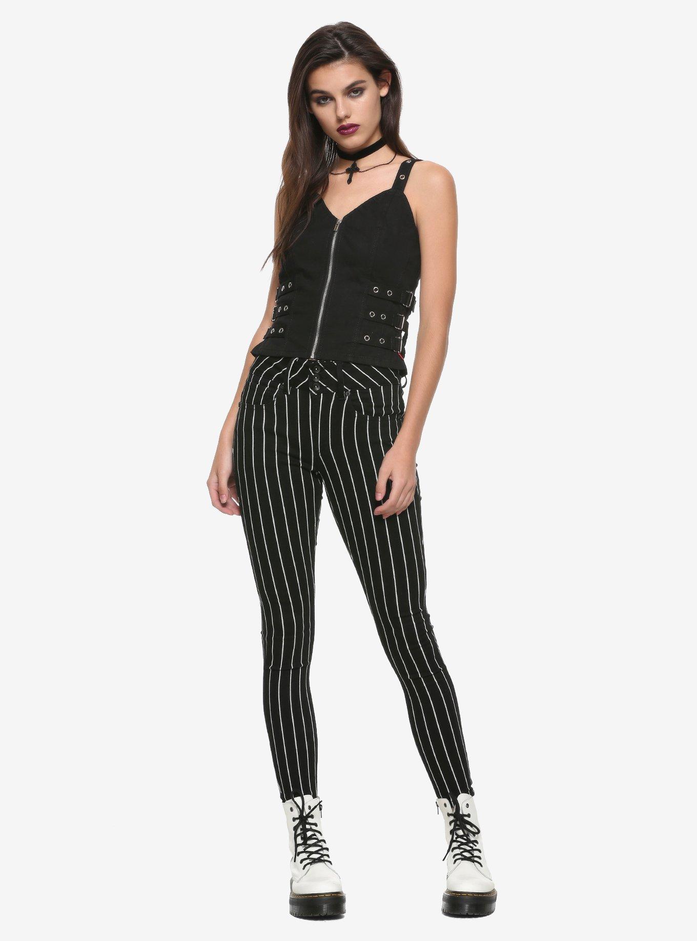 Royal Bones By Trip Black Straps & Zipper Corset, BLACK, alternate