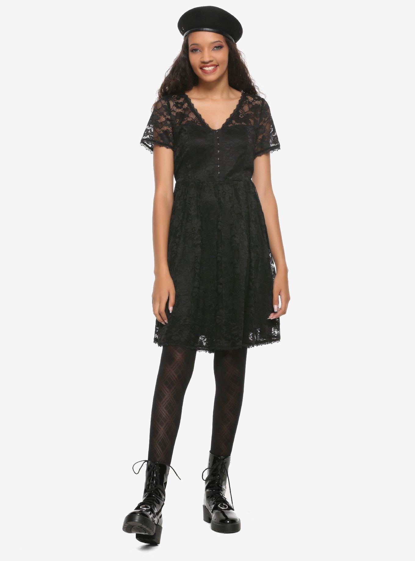 Black Lace Babydoll Dress, BLACK, alternate