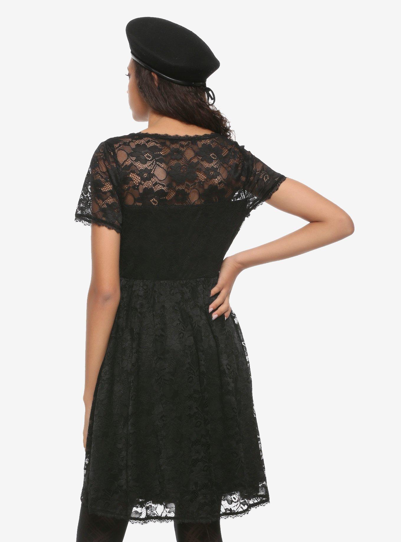 Black Lace Babydoll Dress, BLACK, alternate