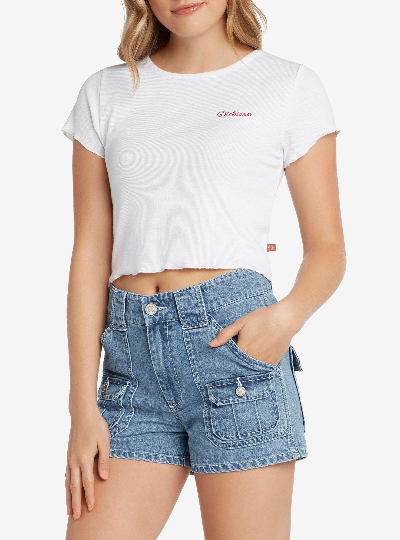 Dickies Embroidered Lettuce Hem Girls Crop T-Shirt, , alternate