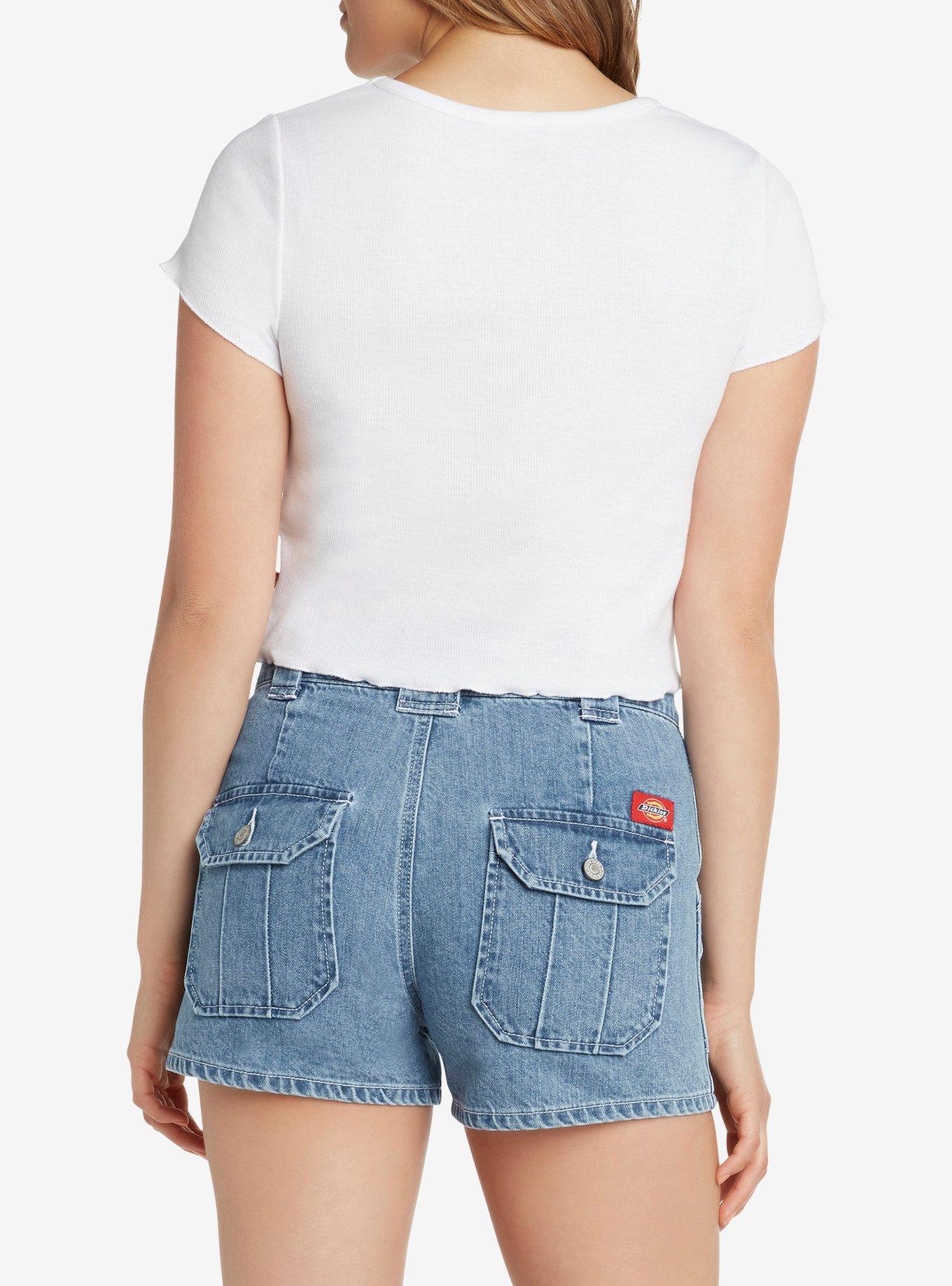 Dickies Embroidered Lettuce Hem Girls Crop T-Shirt, , alternate