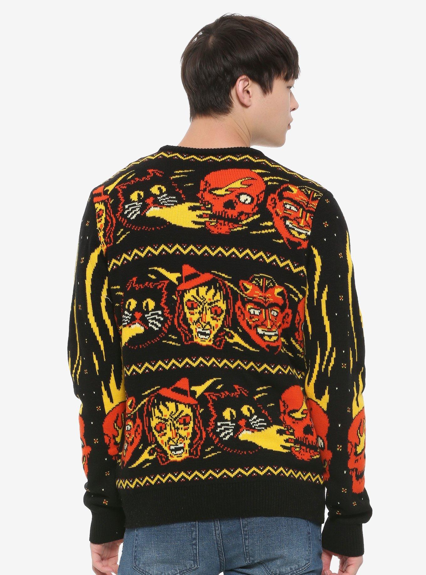 Ugly Halloween Fire Sweater Hot Topic Exclusive, , alternate