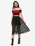 Black Lace Midi Skirt, BLACK, alternate