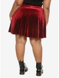 Burgundy Velvet Lace-Up Skater Skirt Plus Size, CABERNET, alternate
