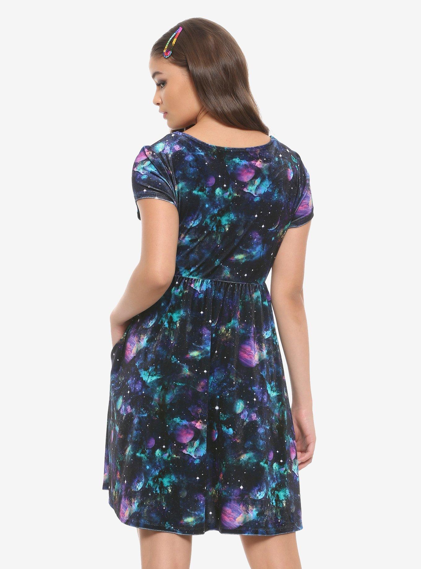 Velvet Galaxy Babydoll Dress, GALAXY, alternate