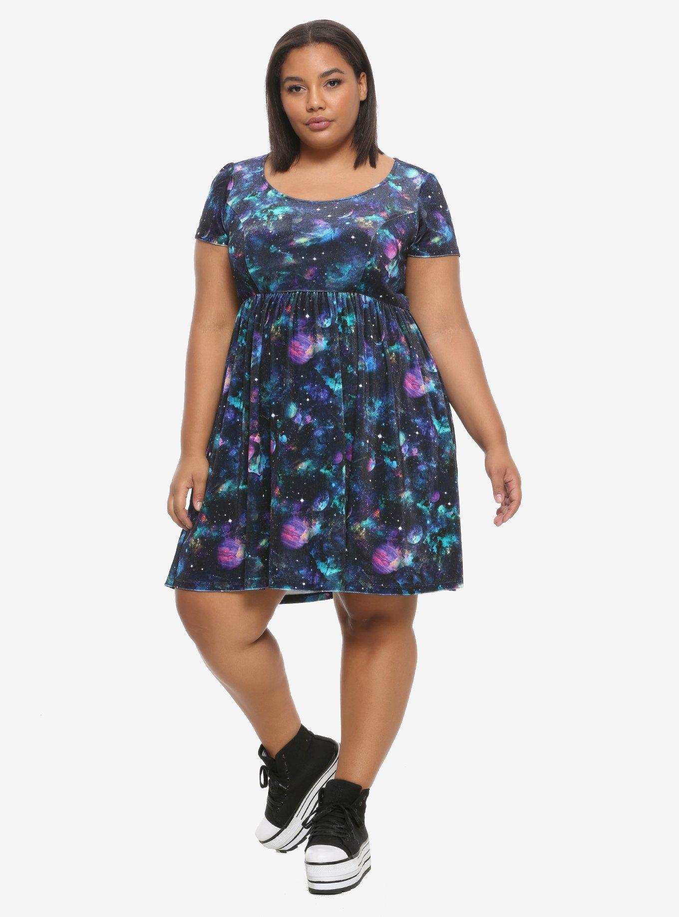 Velvet Galaxy Babydoll Dress Plus Size, GALAXY, alternate