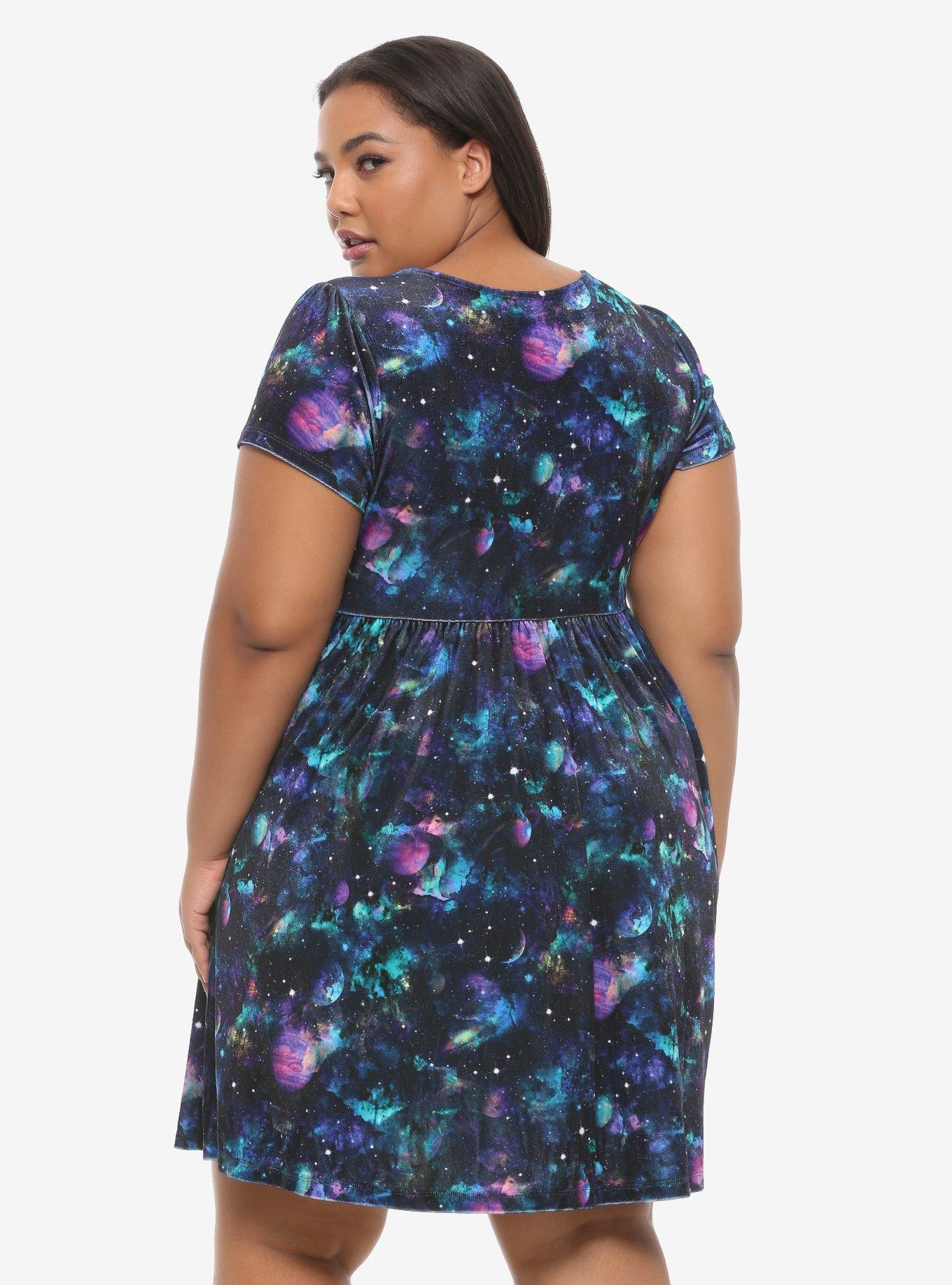 Velvet Galaxy Babydoll Dress Plus Size, GALAXY, alternate