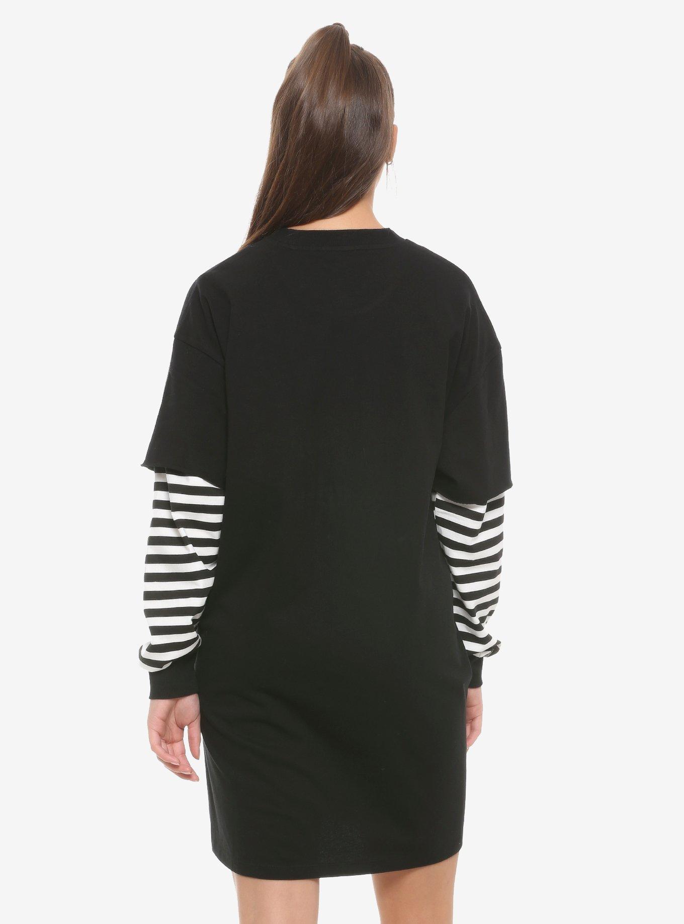 I Don't Belong Here Long-Sleeve T-Shirt Dress, STRIPES, alternate