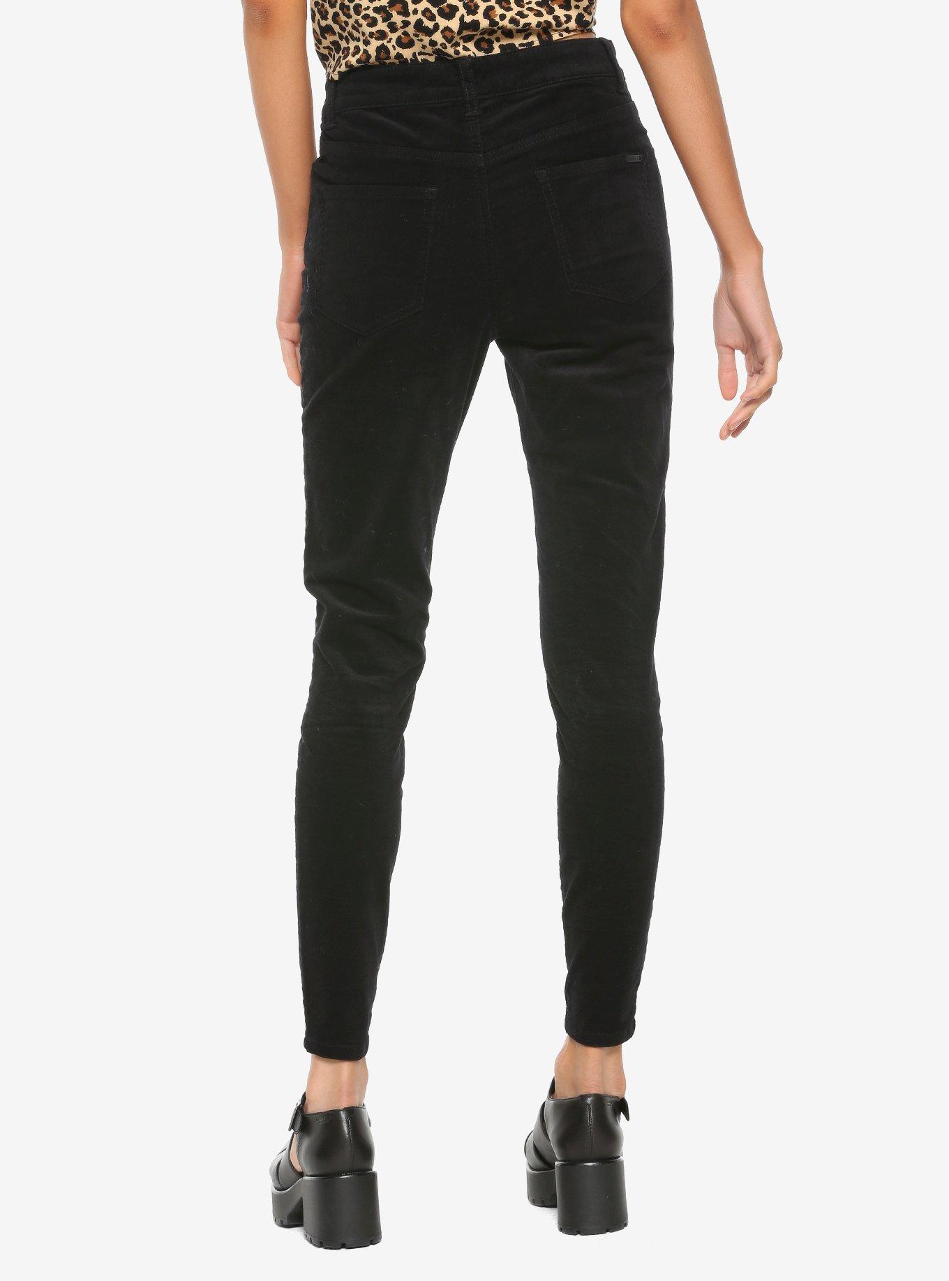 Black Corduroy Skinny Pants, BLACK, alternate