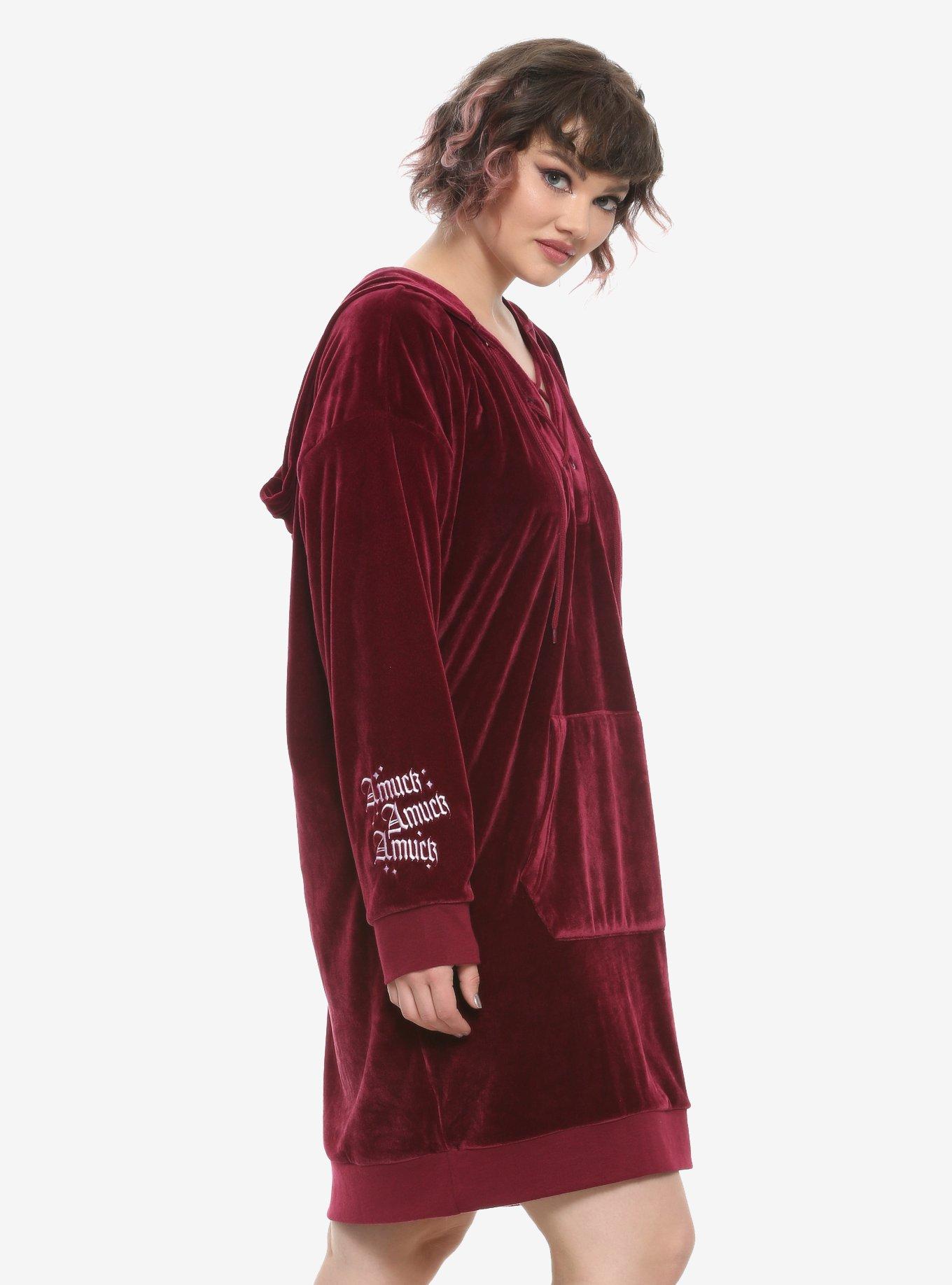 Her Universe Disney Hocus Pocus Velour Lace-Up Hoodie Dress Plus Size, , alternate