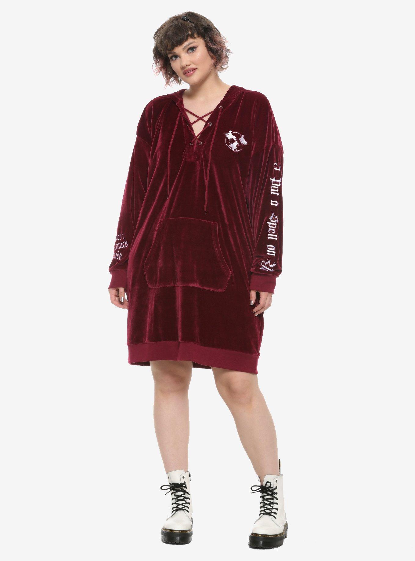 Her Universe Disney Hocus Pocus Velour Lace-Up Hoodie Dress Plus Size, , alternate